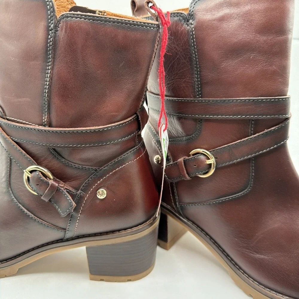 NWT Pikolinos Llanes W7H-8507 Caoba Brown Ankle Boots Size 39 US 9
